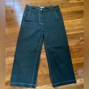 everlane wide leg crop pants size 12 hand dyed green